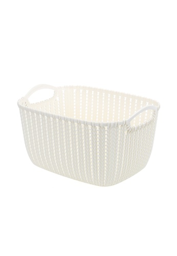 HOUZE white HOUZE - Braided Storage Basket with Handle (Medium: 29x22.5x16.5cm) 03363HL172B6DCGS_1
