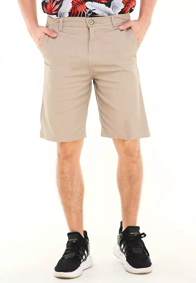 Rishham Celana Pendek Chino Pria Premium Stylish Casual Material Cotton ORIGINAL - Mocca