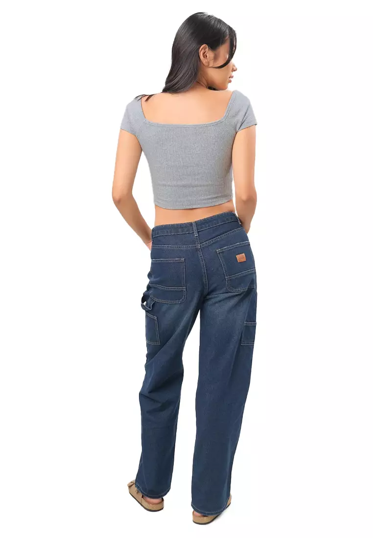 Pointelle Square Neck Cropped Top