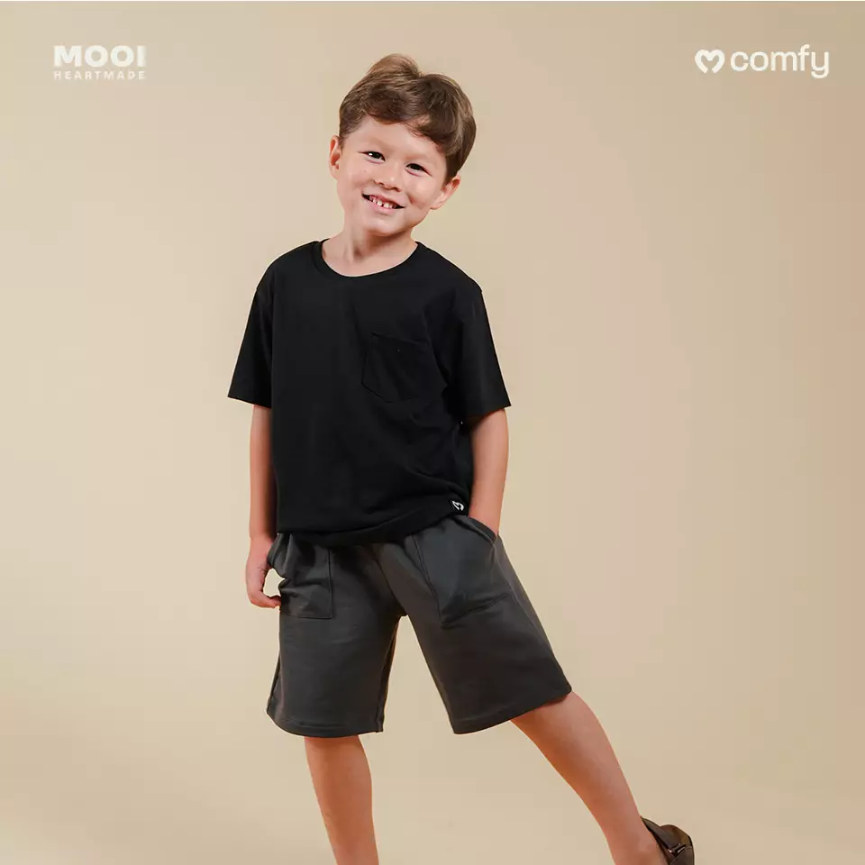 Mooi Kaos Anak Pocket Unisex Comfy T-Shirt Pocket Kids - Steel Navy