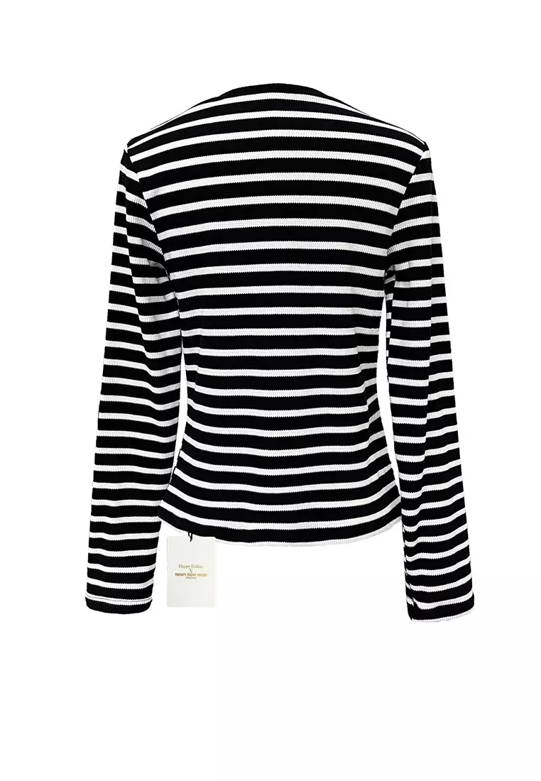 Contrast striped sleeve clearance script logo sweatshirt