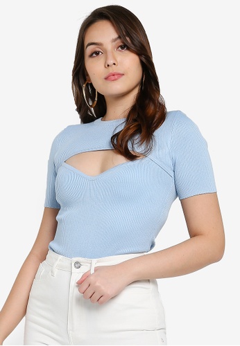 MISSGUIDED blue Cut Out Sweetheart Bodysuit A5C9BAA38F9022GS_1