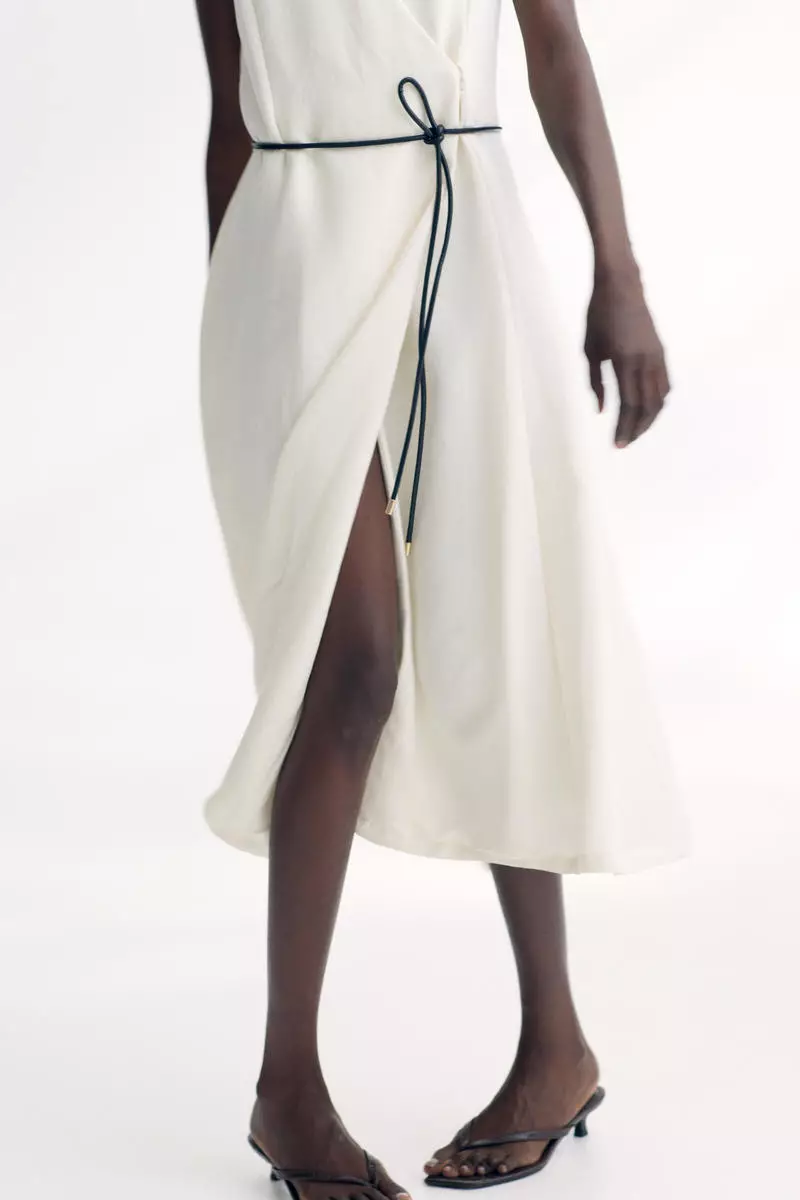 Tie-belt wrap dress