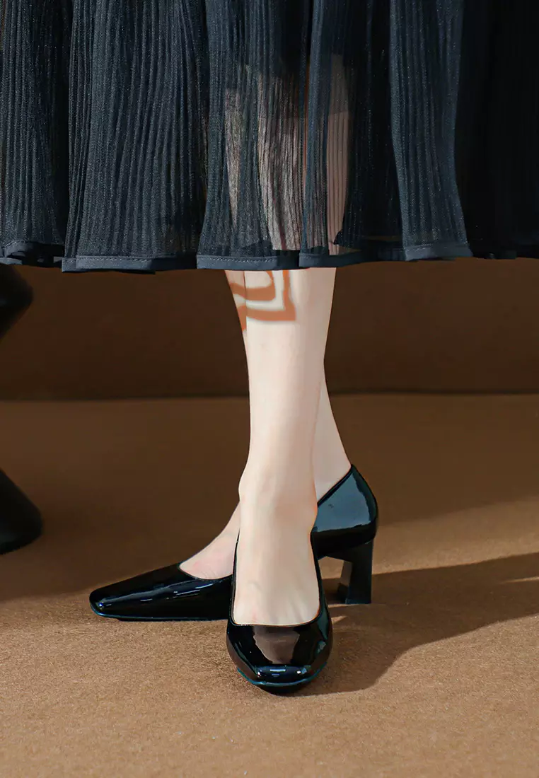 5CM Square Toe Patent Leather Pumps BY2355-3