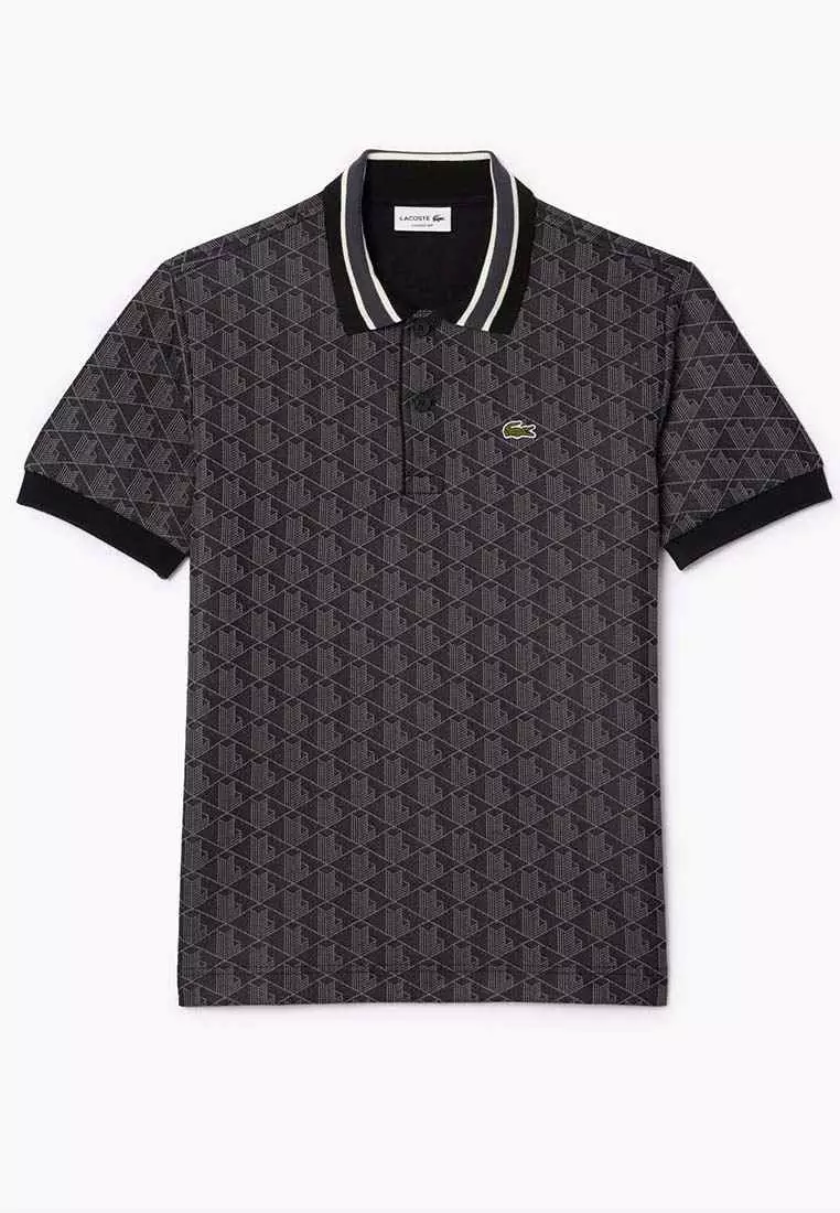 Classic Fit Contrast Collar Monogram Motif Polo Shirt