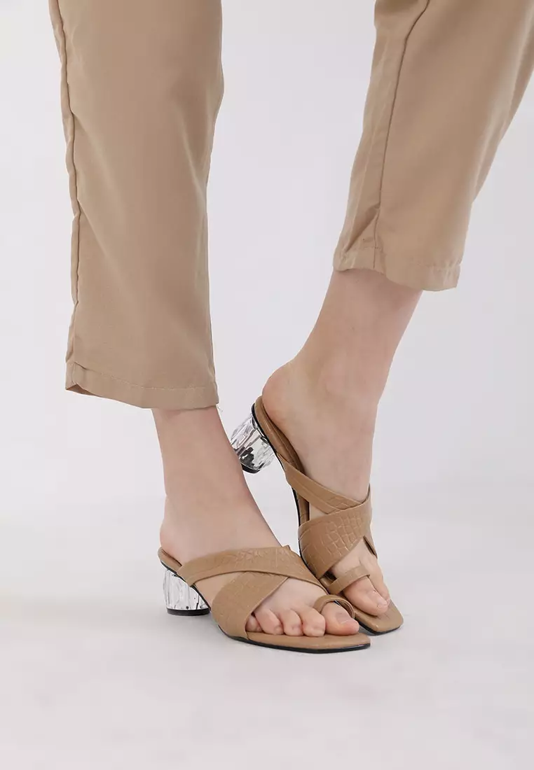 Jual Berrybenka Label Tessa Croco Basic Heels Cream Original 2024