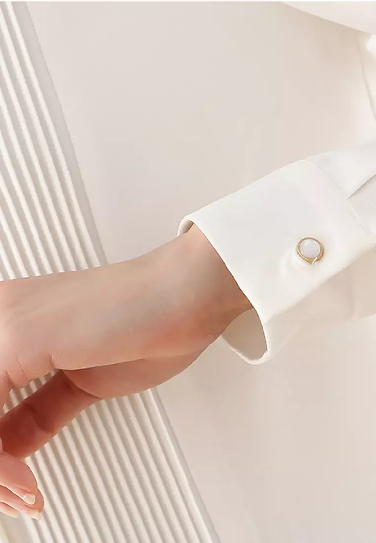 Pleated Design Shirt Blouses