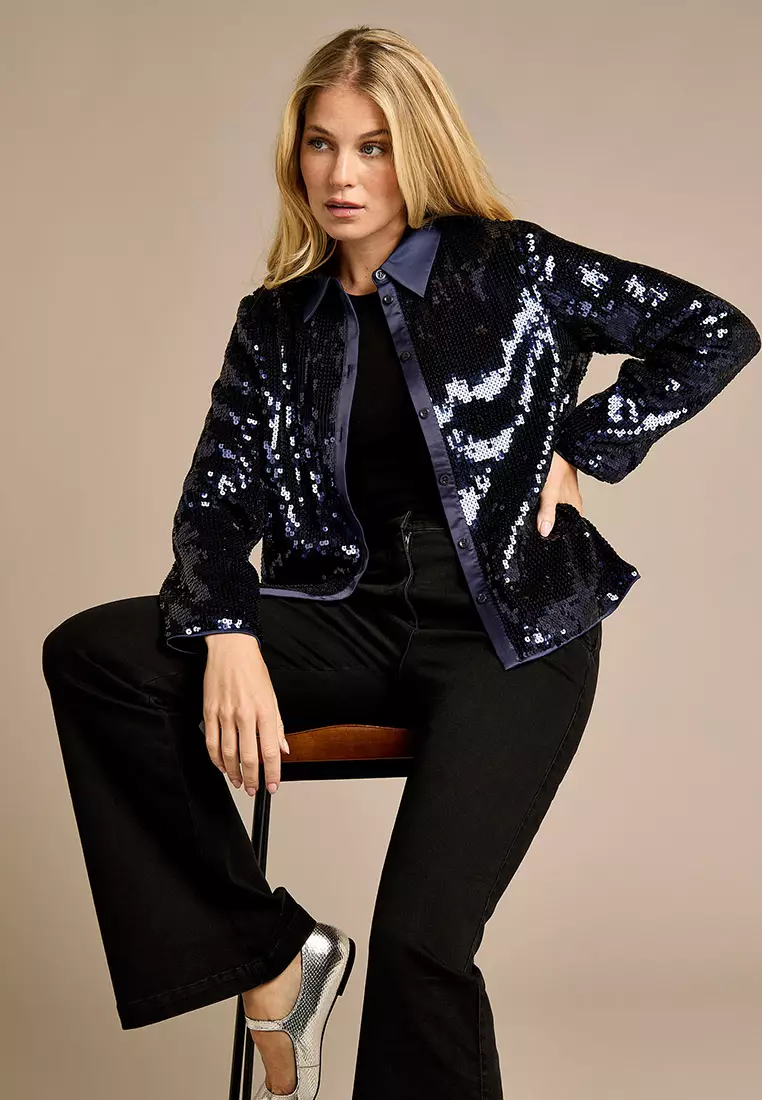 Luna Navy Sequin Shirt