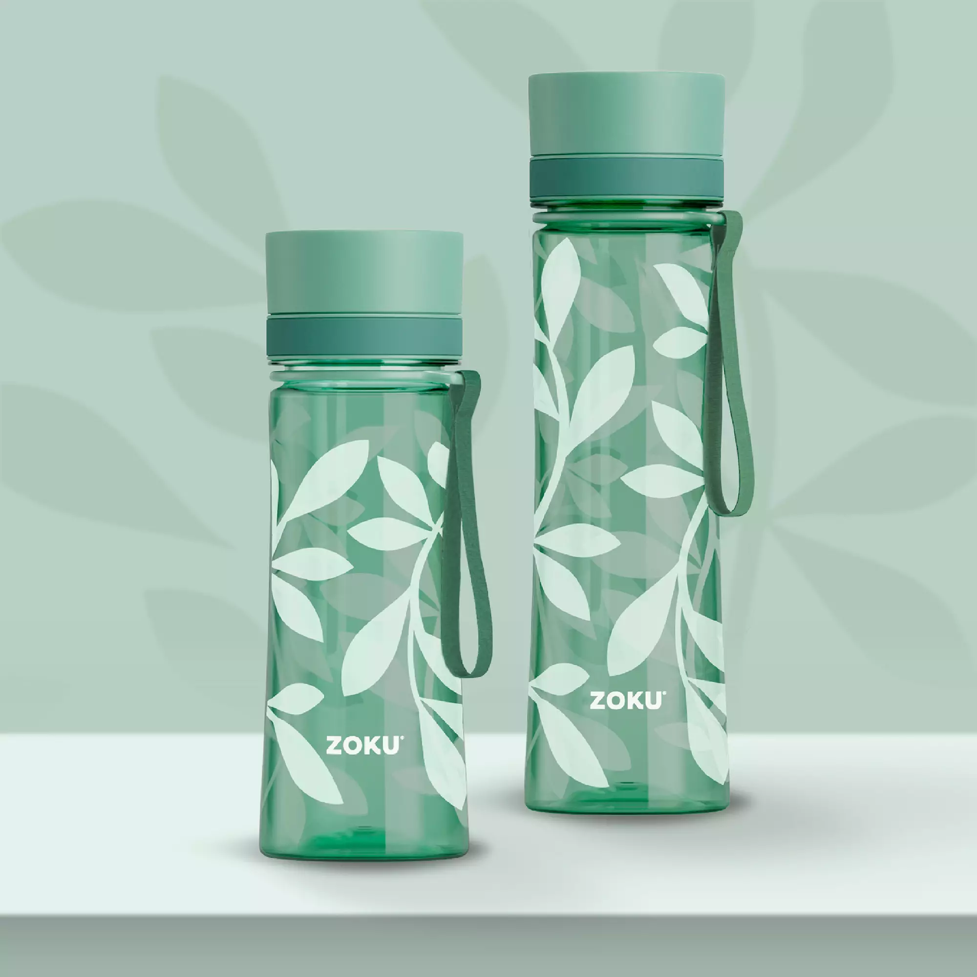 Zoku Water Bottle Eastman Tritan 14oz - Green Leaf - Botol Minum Plastik, Botol Minum Anak, Botol Minum Dewasa
