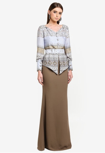 Meryem Belted Modern Kurung from YADOTSA for ZALORA in Blue and Multi