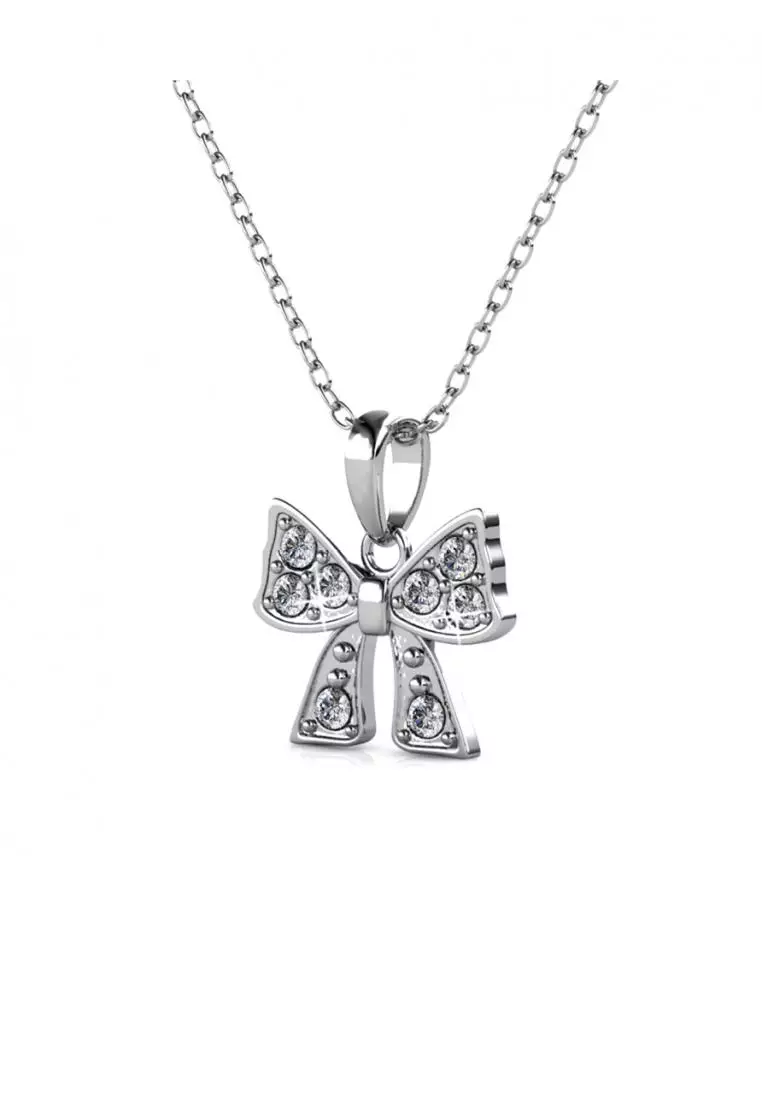Mini Ribbon Pendant WG - Kalung Crystal Swarovski by Her Jewellery