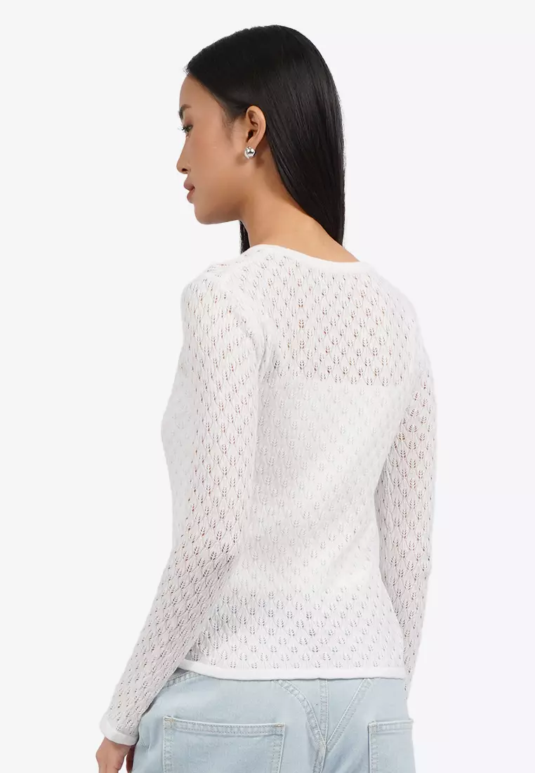 Long Sleeve Lace Knit Top