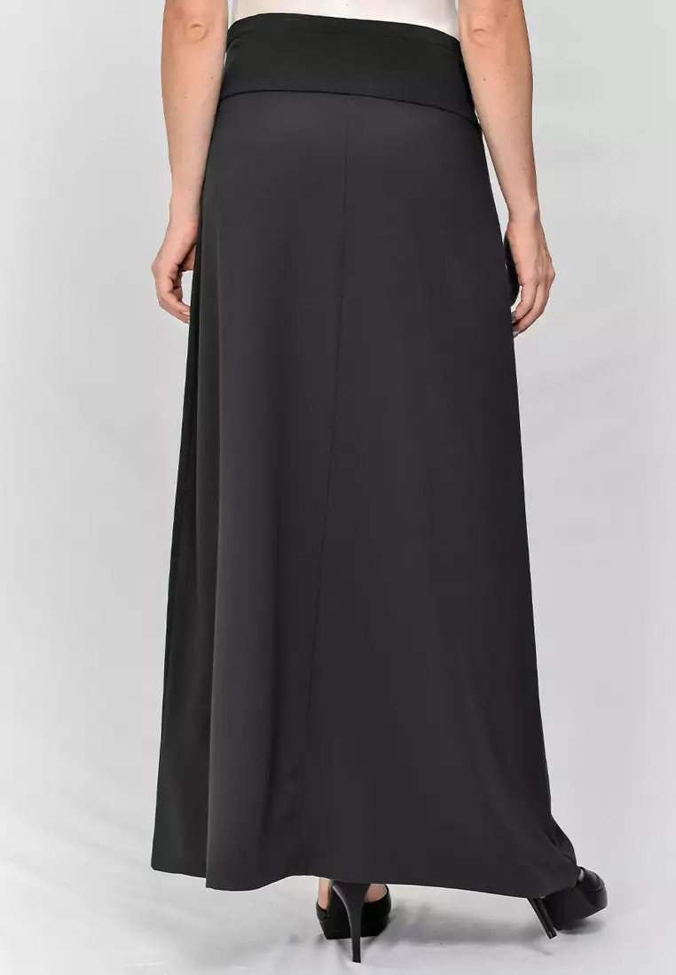 Black Full Panel Maternity Maxi Skirt
