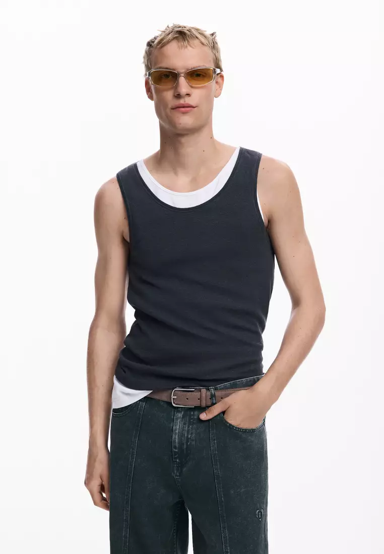 Front stitch denim pants