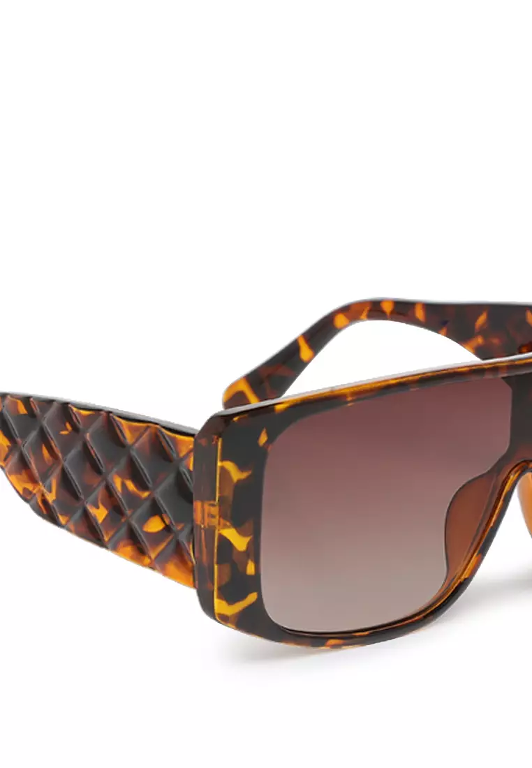 Cushion Textured Oversized Sunglasses in Brown