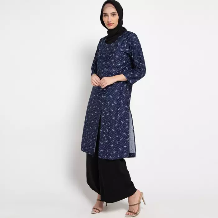 Lourd Tunic In Navy Print
