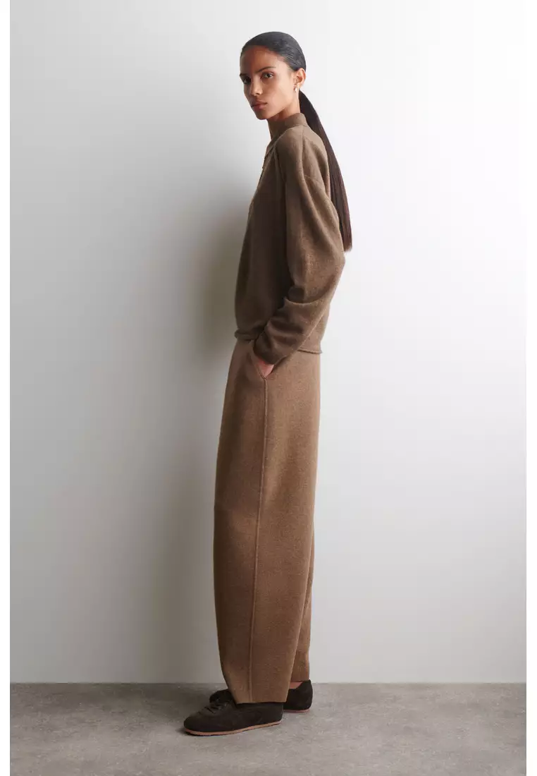 MERINO WOOL BARREL-LEG TROUSERS