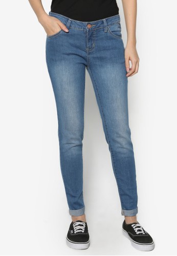 Mid-Rise Skinny Jeans with Folded Hem, 服飾, 服zalora開箱飾