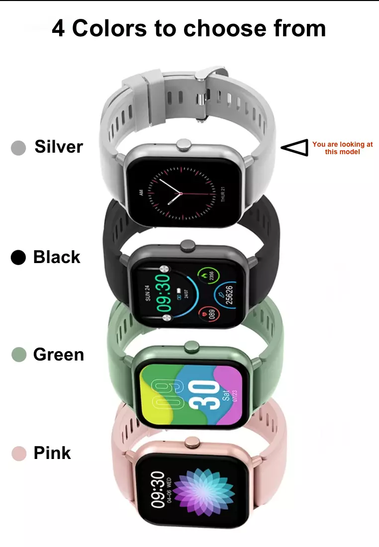 FROST Special Edition Smart Watch - IOS/Android Silver SmartWatch with 2 Rubber Straps (Grey/FROST) + 5s PRO Mini Earphone Purple