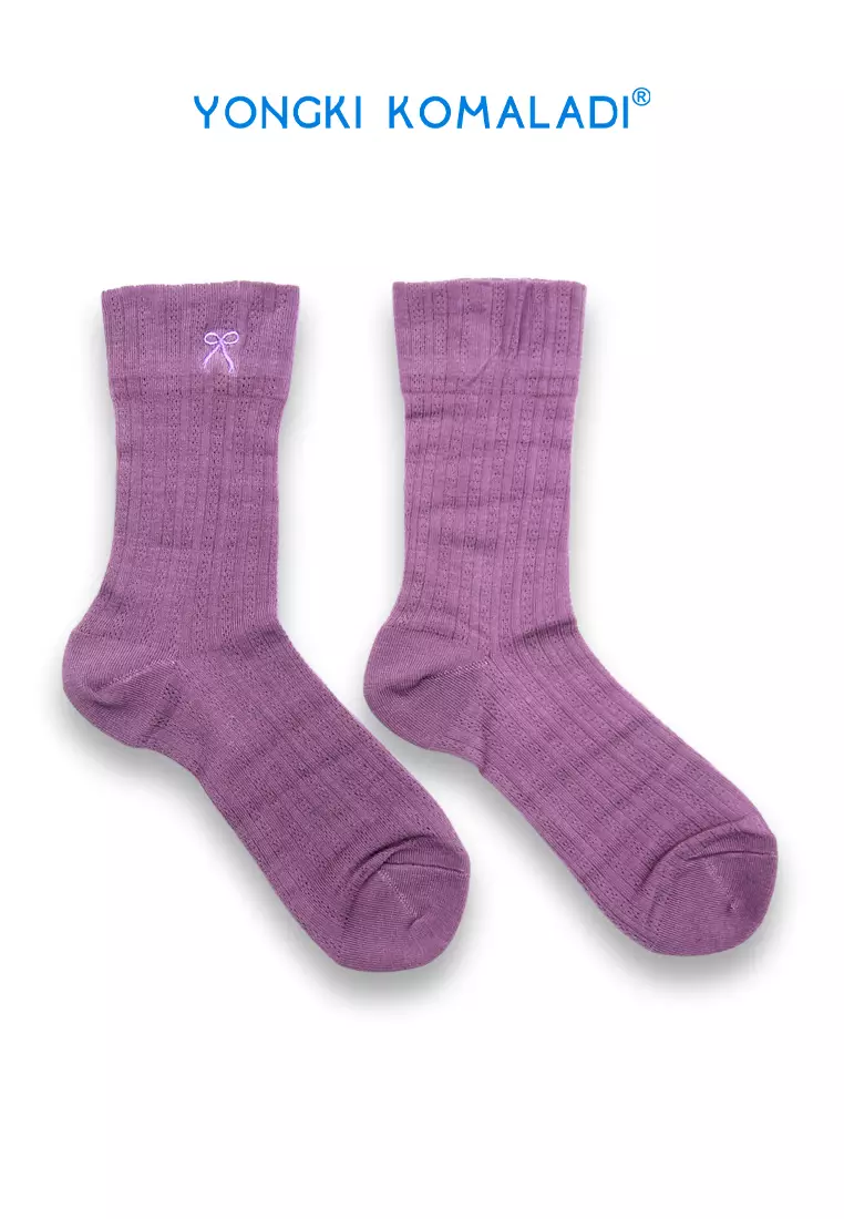 YONGKI KOMALADI KAOS KAKI POLOS MOTIF PITA RIBBON SOCK07 TAUPE