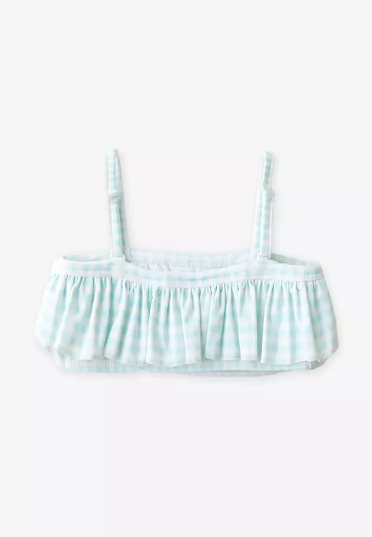 Girls Gingham Ruffled Bikini Top