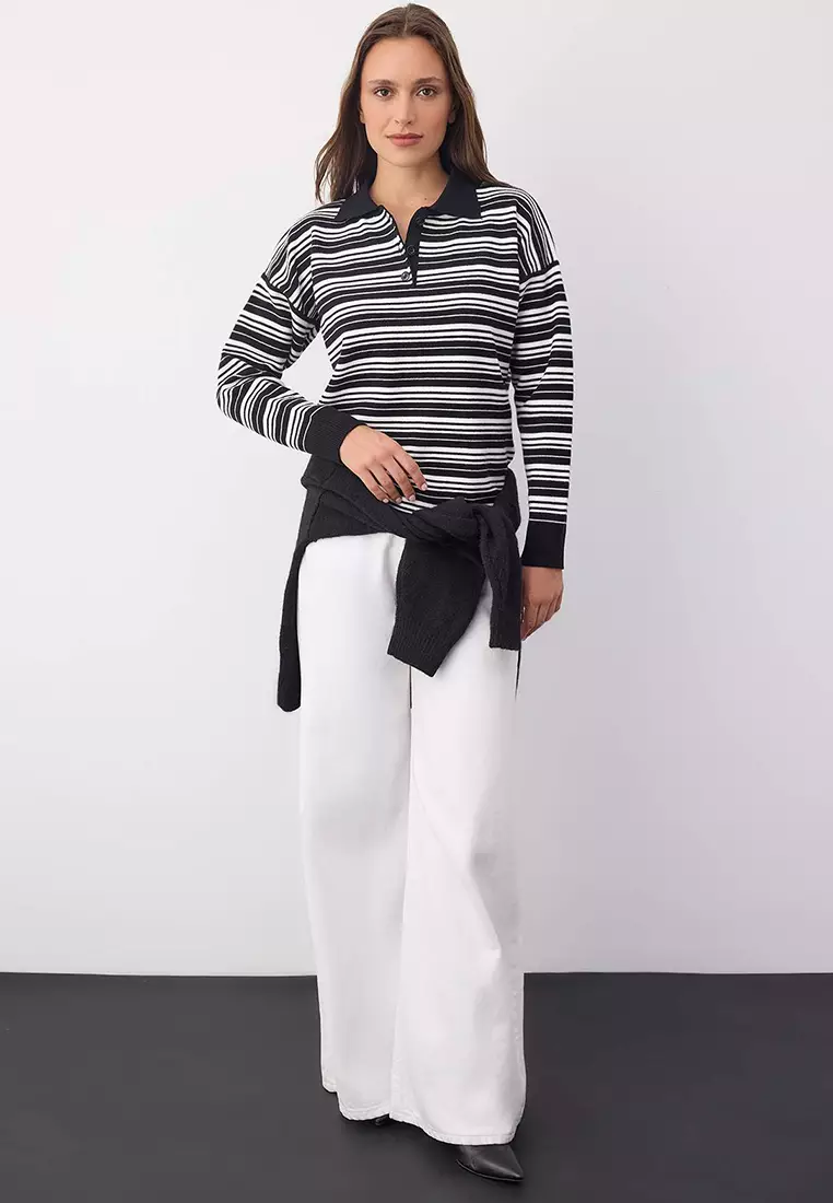 Premium/Special Yarn Polo Neck Knit Sweater