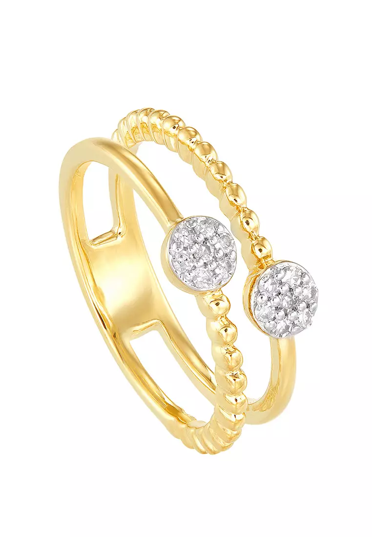 Gold diamond top ring for girl