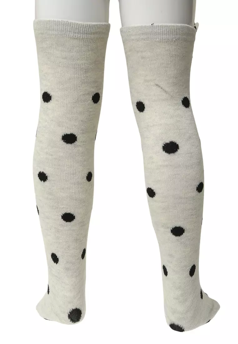 Candie Kaos Kaki Panjang Anak Perempuan Motif Bear Kids Long Socks Material Cotton ORIGINAL - White Black