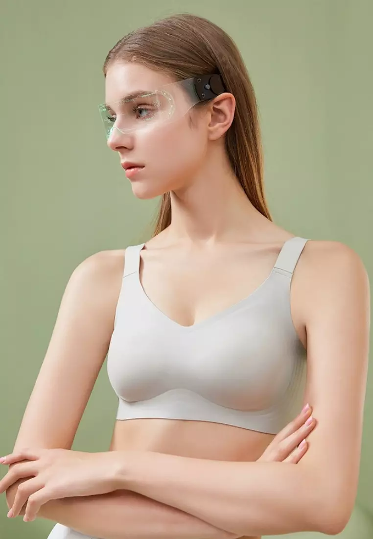 2 Pack Premium Melinda Seamless Wireless Padded Support Bra in Grey and Black