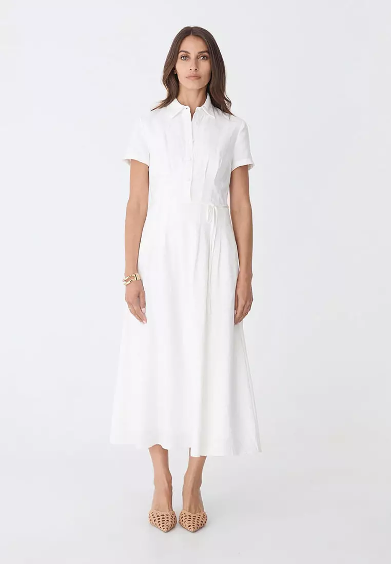 Sophie Pleat Waist Linen Dress