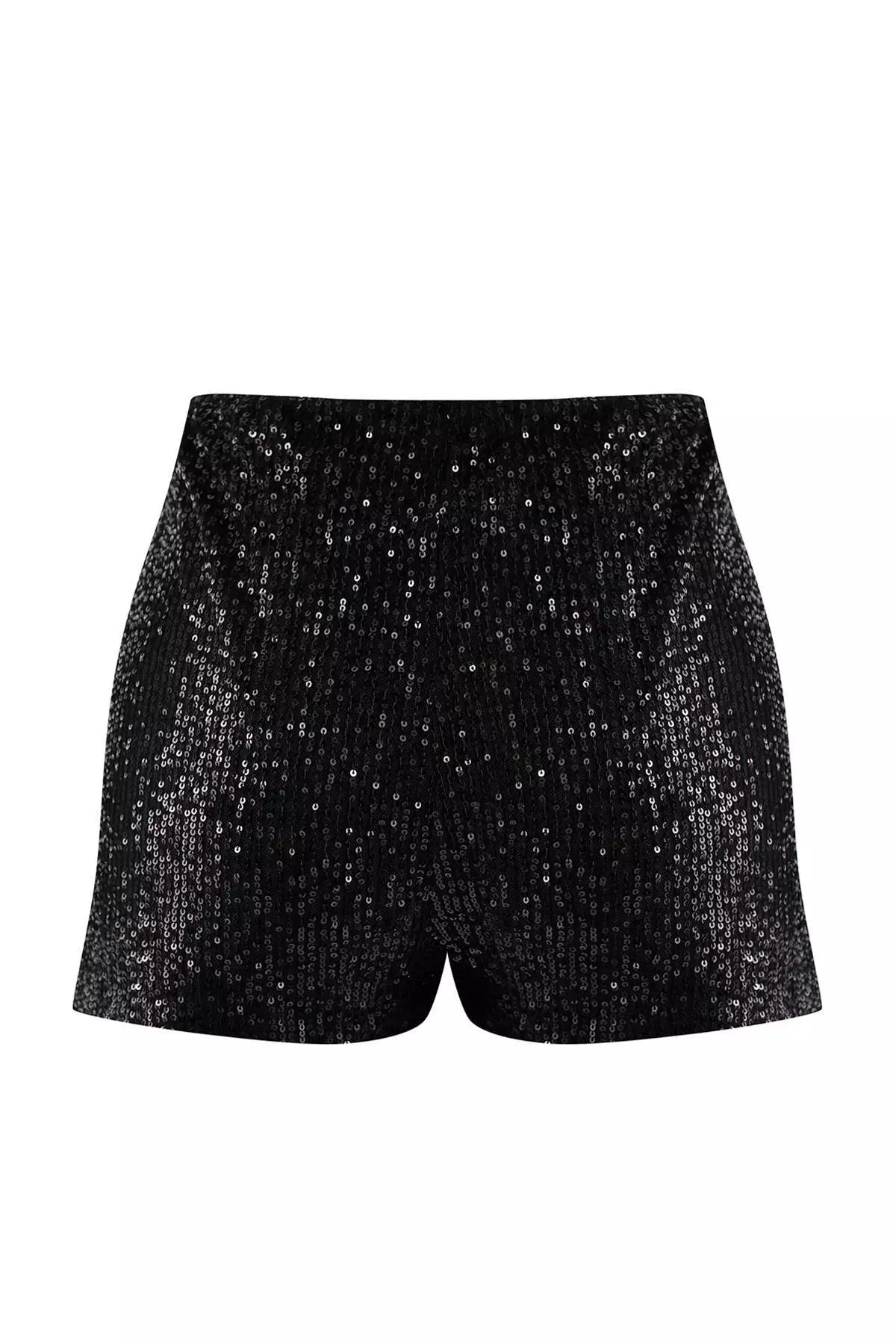 Black Extra/Super Mini Knitted Sequin Shorts Tpraw26Sr6