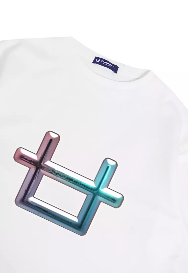 MTP50 kaos oversize bahan tebal scuba abstrak aesthetic logo pastel gel putih