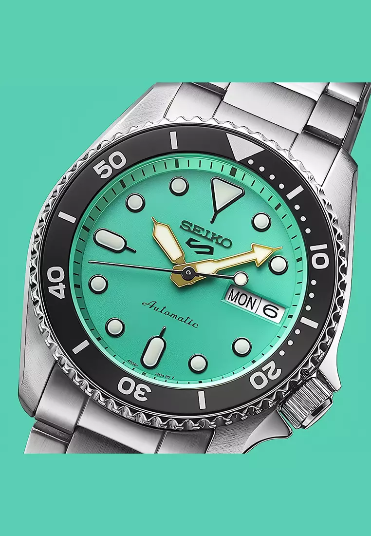 Seiko Automatic - Jam Tangan Pria - Silver Green - Stainless Steel - SRPK33K1