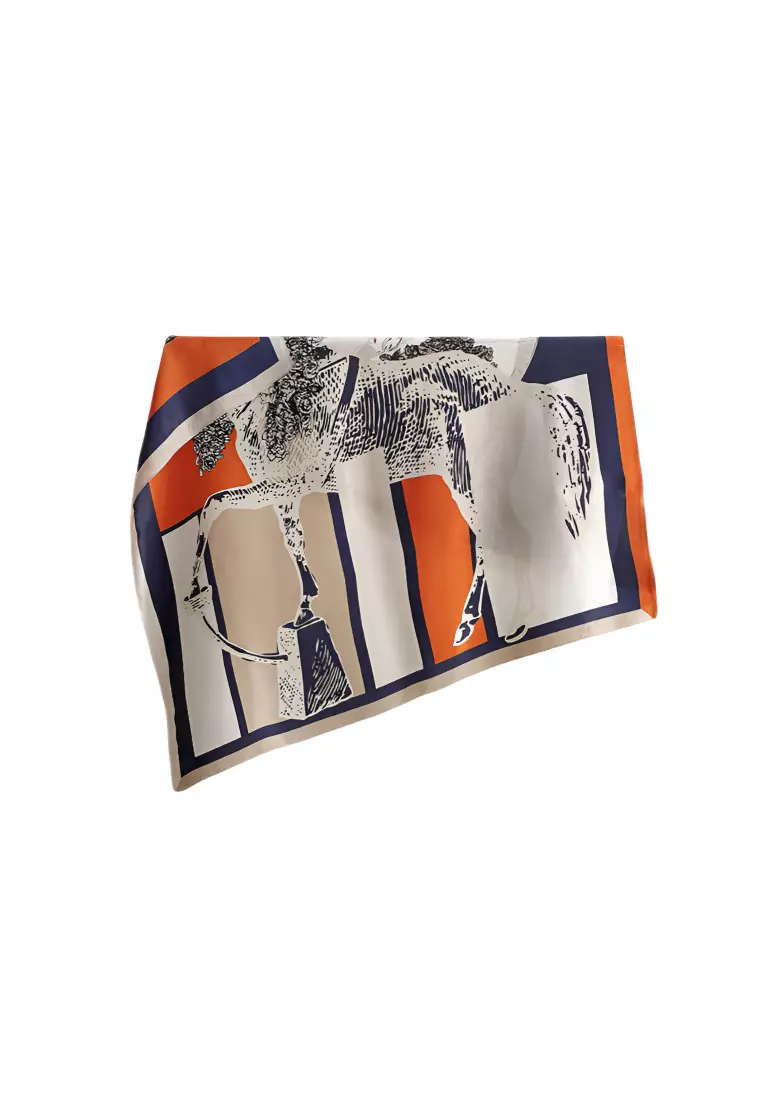 Luxury Silk Ladies' Large Scarf, Sun-Proof Crepe Satin, Premium Souvenir.