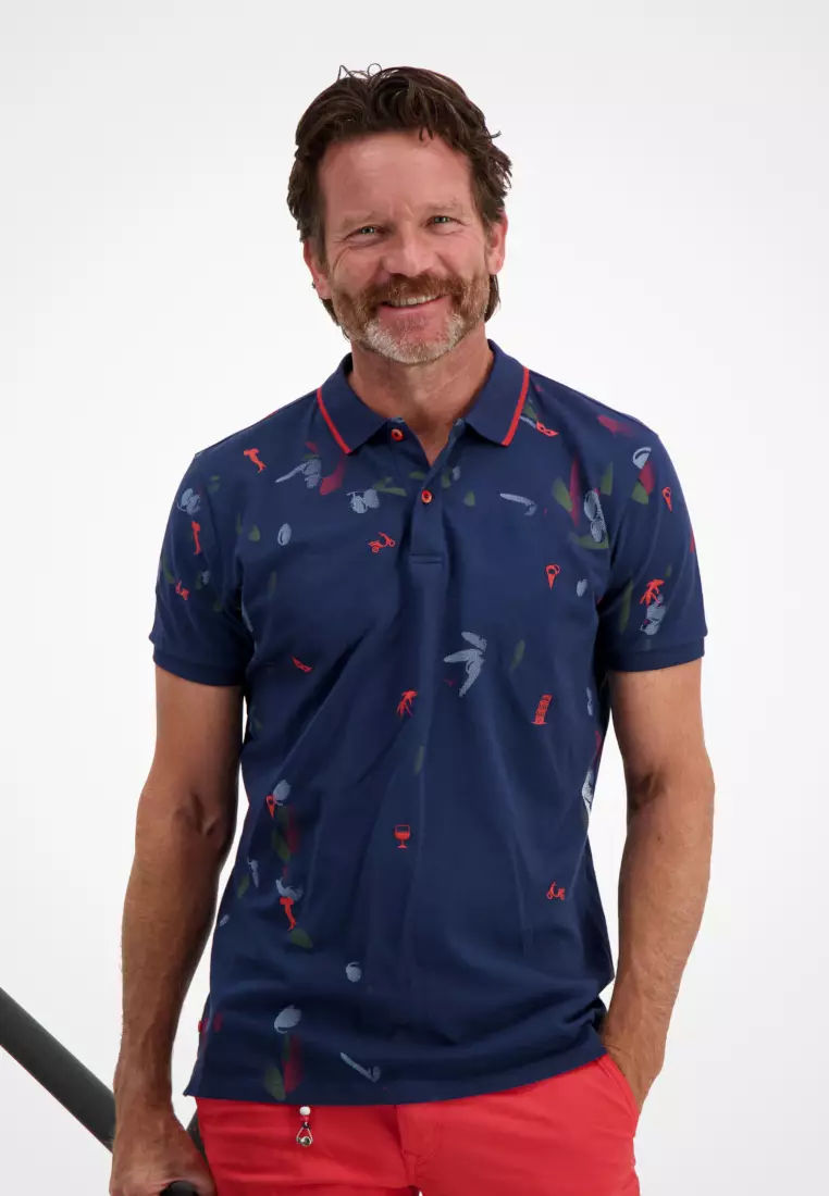 Buy A Fish Named Fred Men Embroidery Navy Polo Olive Leaf Series