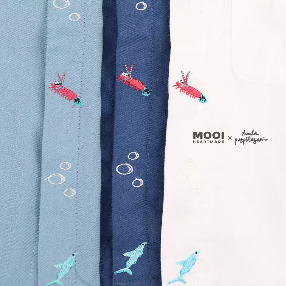 Mooi X Dinda Puspitasari Kemeja Anak Laki-laki Rue Pocket Shirt - Classic Blue