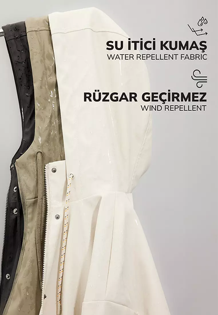 Water Repellent College Collar Snap Pocket Bomber Jacket