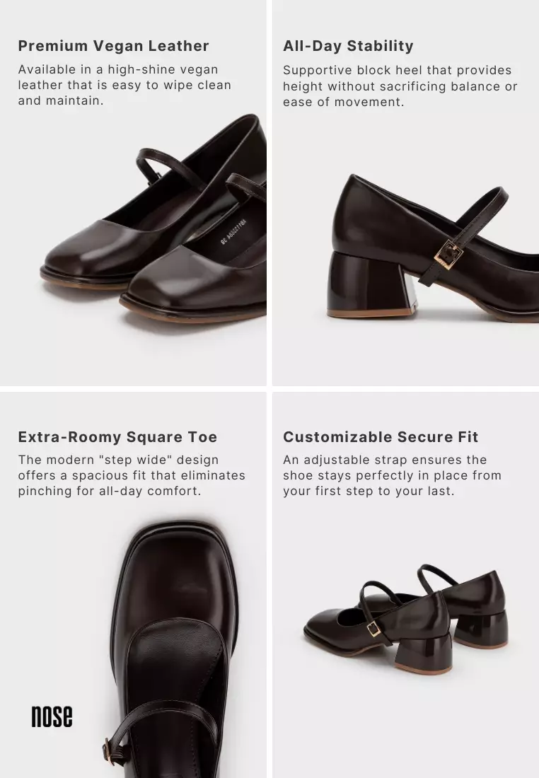 STEP-WIDE SQUARE TOE CHUNKY HEEL PUMP