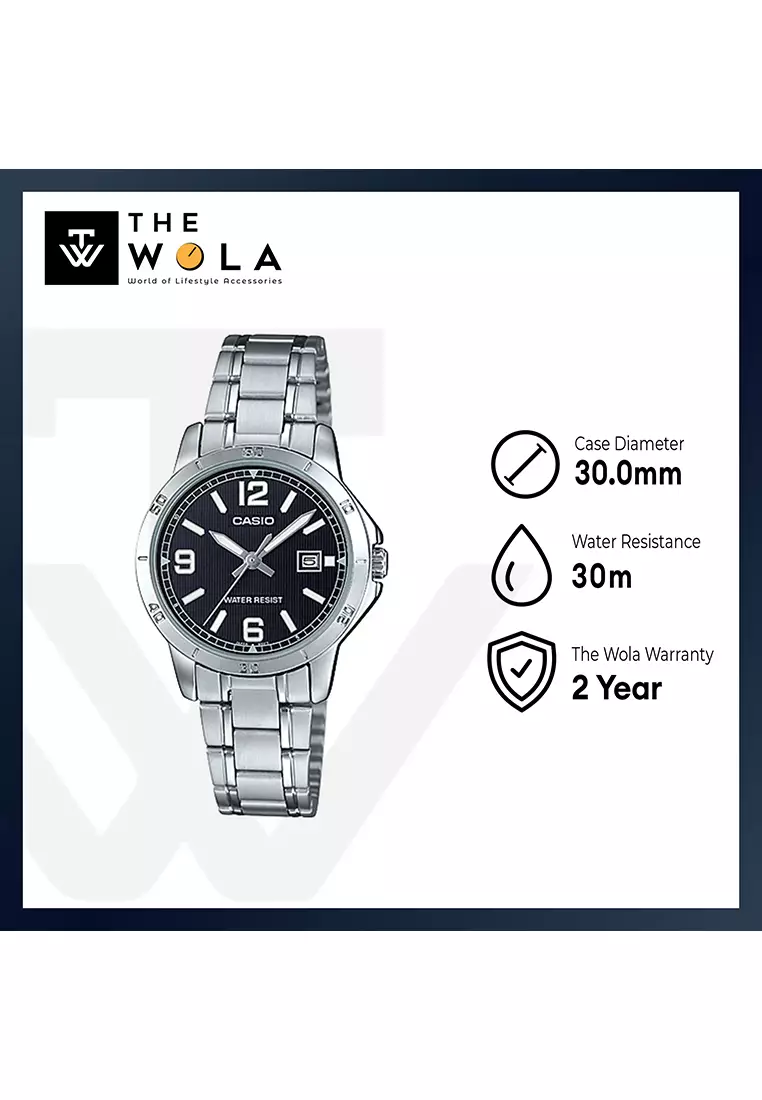 Women Analog Watch LTP-V004D-1B2 Silver Stainless Steel Strap