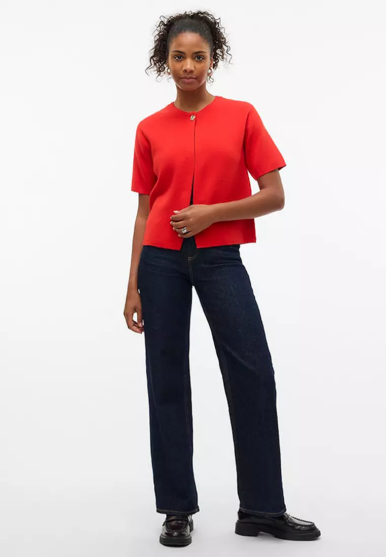 Short Sleeves One Button Cardigan