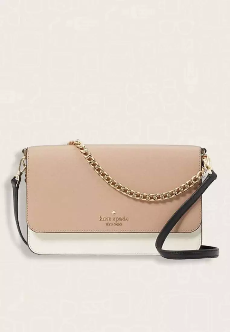 Kate Spade Madison Colorblock Saffiano Leather Flap Convertible Crossbody Toasted Hazelnut Multi