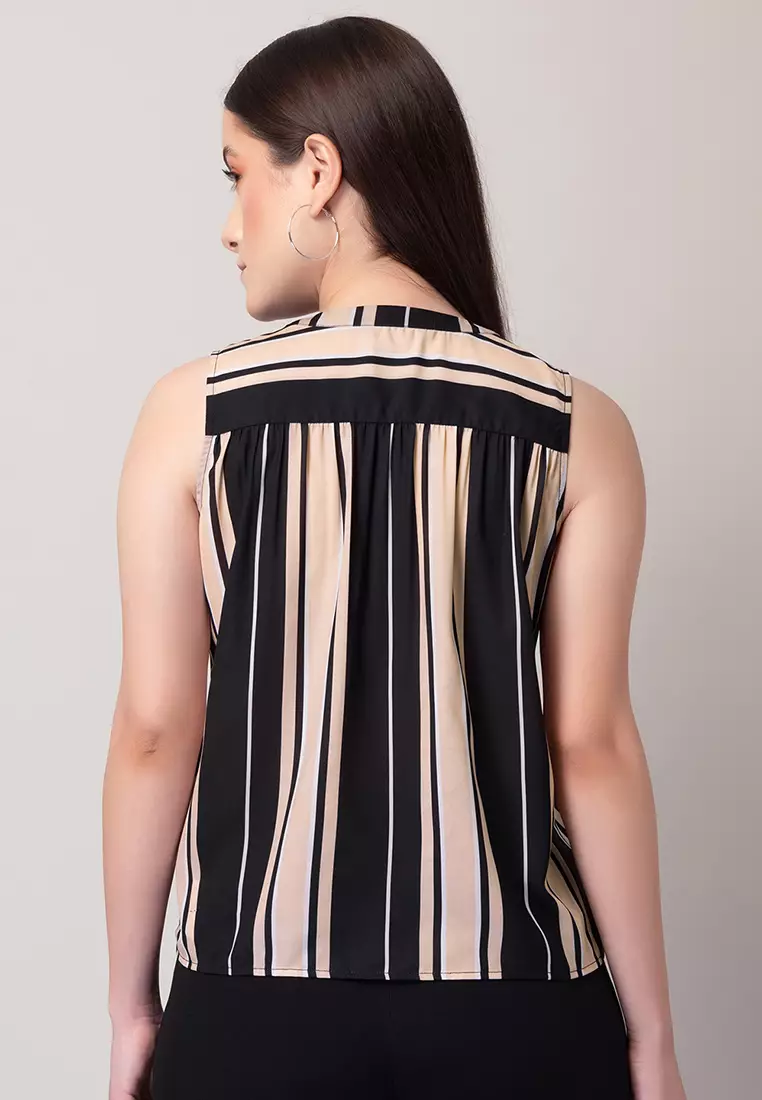 Black Striped Sleeveless Top