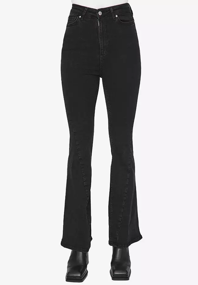 High Waisted Slim Flare Cropped Jeans