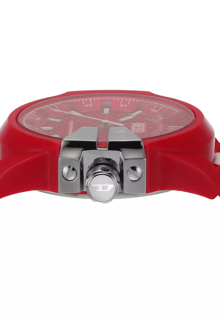 Diesel 腕時計 BABY CHIEF DZ4619アナログ ソーラー Diesel Nylon Baby Chief Analog Red Dial Men Watch-Dz4619, Red Band