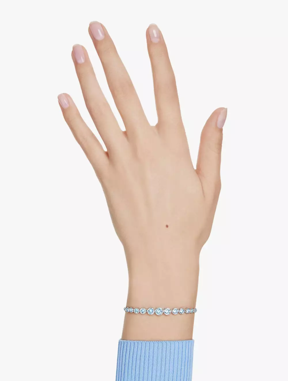 Imber Tennis Bracelet, Mixed Round Cuts, Blue, Rhodium Plated - M - Blue