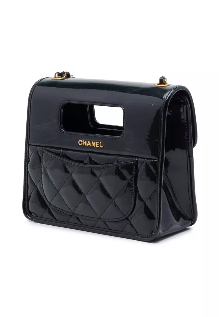 Pre-Loved Chanel Mini Quilted Patent Graphic Catch Flap