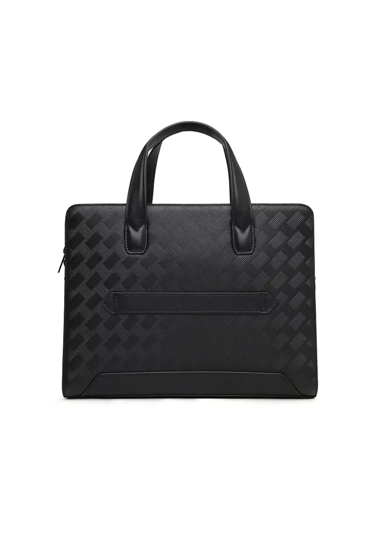 Tas Briefcase Leather Bag Gino Mariani Livio Black