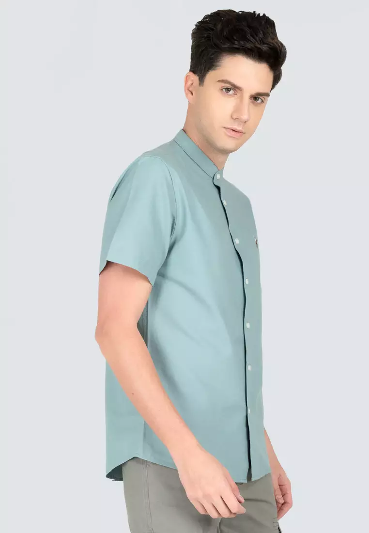 Polo Haus - Men’s Cotton Mix Signature Fit Mandarin Collar Short Sleeve MBSSE003