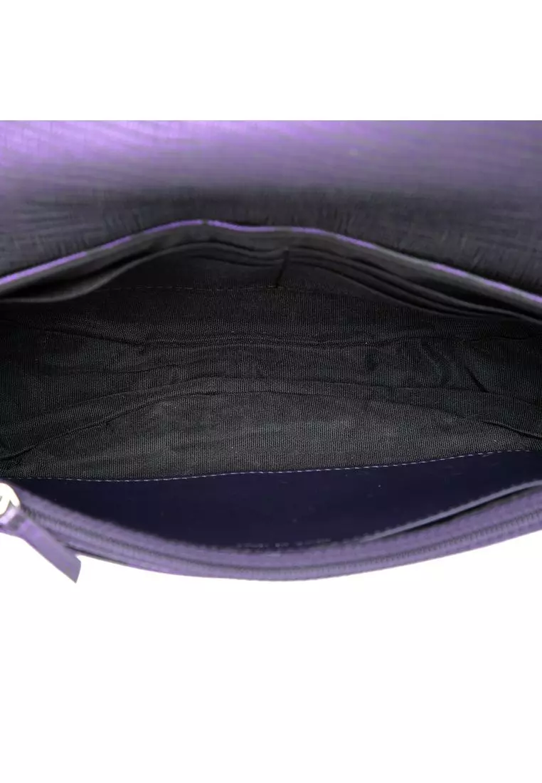 Pre-Loved Chanel Cc Metallic Crackling Lizard Printed Leather Half Moon Wallet On Chain