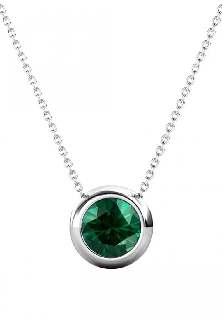 Birth Stone Moon Pendant May Emerald- Kalung Crystal Swarovski by Her Jewellery